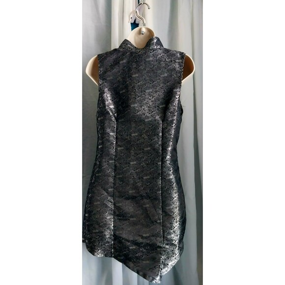 Dawang Yan Asymmetrical Sleeveless Silver Mini Dress Sz Med Womens Party Dress - Picture 4 of 8